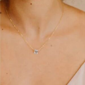 Wander + Lust Elegant Gold Necklace with Blue Topaz Pendant